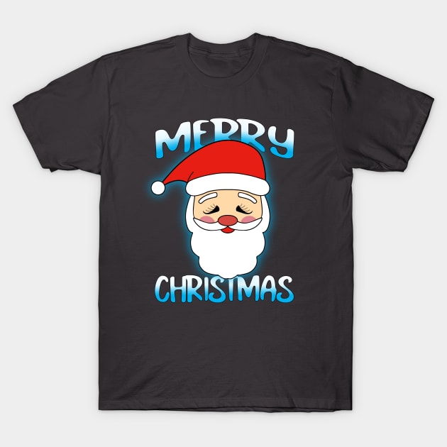 Merry Christmas Santa Blue T-Shirt by SartorisArt1